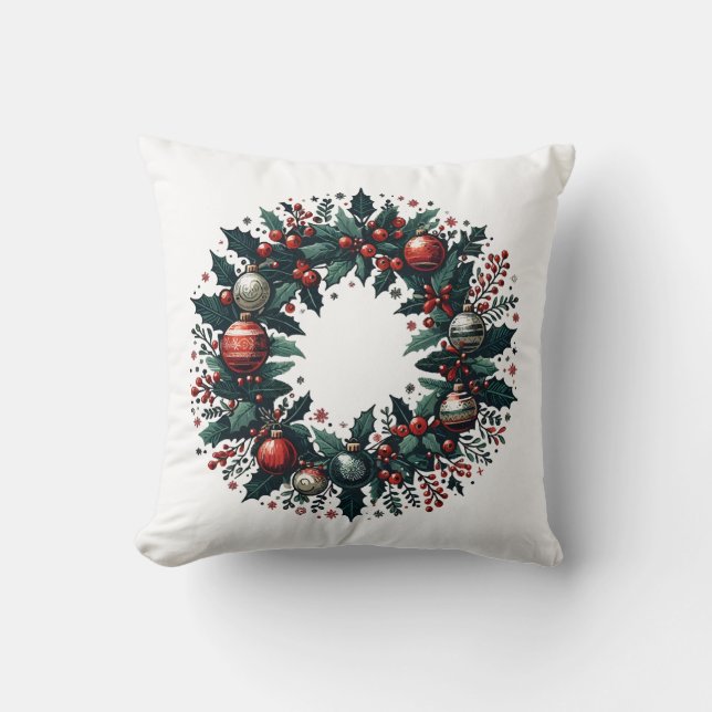 Christmas Wreath Throw Pillow (Front)