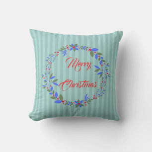 Christmas wreath throw pillow