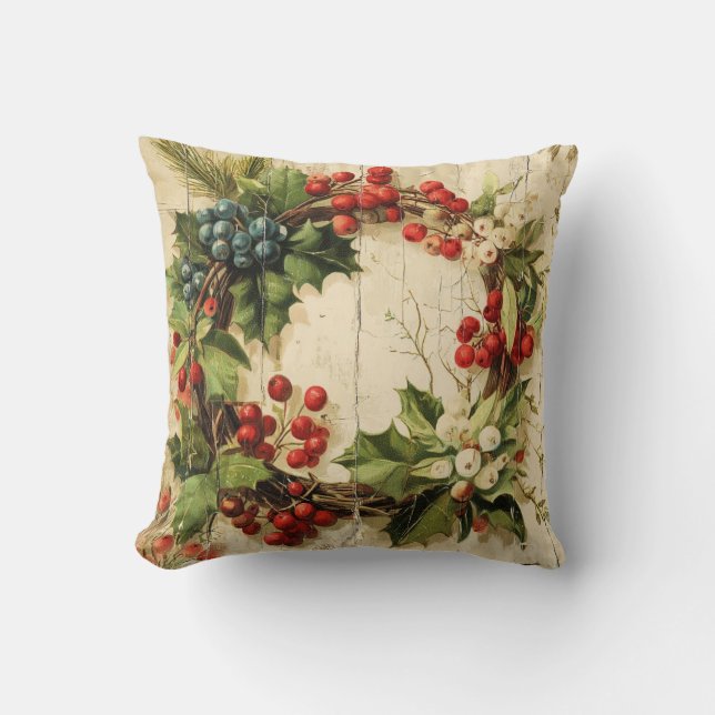 Christmas Wreath Throw Pillow (Front)