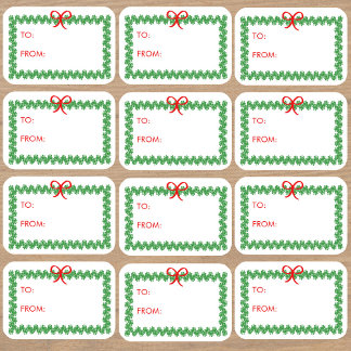 Christmas Wreath 'To and From' Sticker Labels
