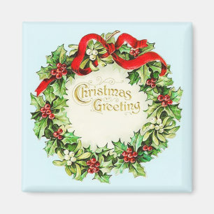 Christmas Wreath Vintage Magnet