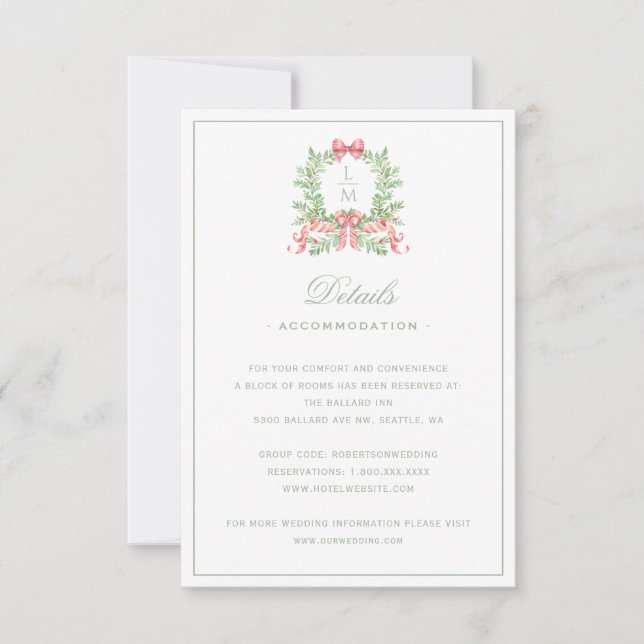 Christmas Wreath w Candy Cane Bow Details Card (Front)