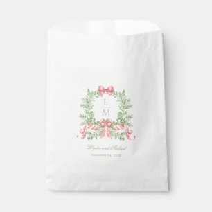 Christmas Wreath w Candy Cane Bow   Monogram  Favour Bag