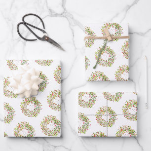 Christmas wreath watercolor elegance trendy wrapping paper sheet