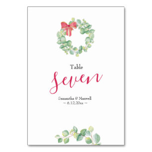 Christmas Wreath Wedding Table Number