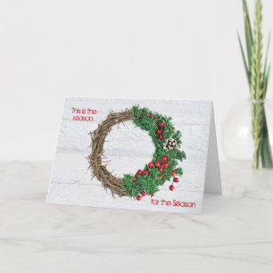 Christmas wreath with crown of thorns holiday card