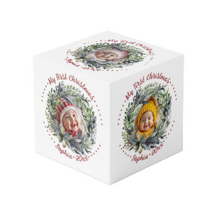 Christmas wreath with lush greenery photo cube