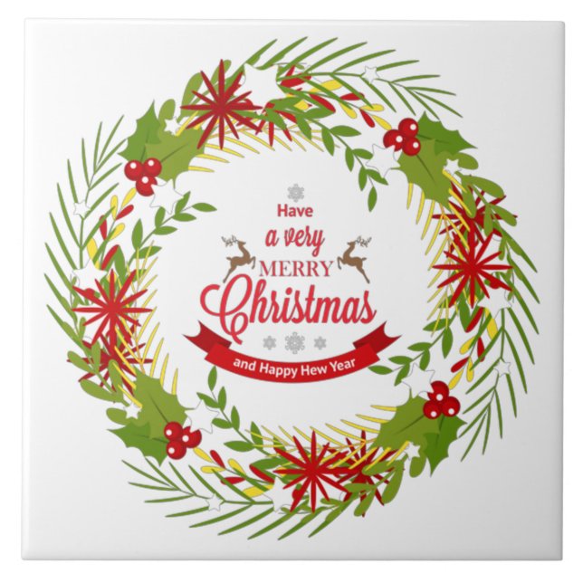 Christmas Wreath with Mistletoe Tile (Front)