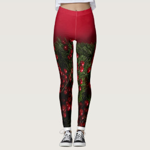 christmas wreath with red berries           leggings
