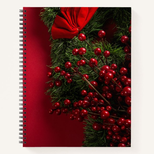 christmas wreath with red berries           notebook (Front)