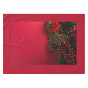 christmas wreath with red berries          tablecloth