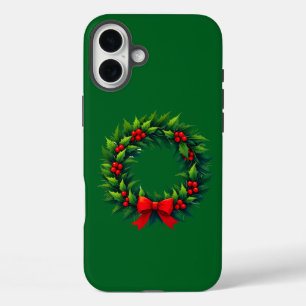 Christmas Wreath with Red Bow Case-Mate iPhone Cas 16 Plus Case