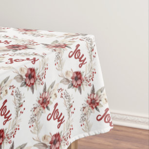 Christmas wreath, with red flowers  and berries tablecloth