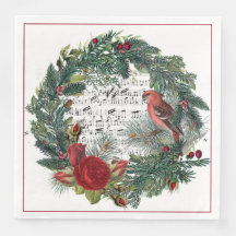 Christmas Wreath with Roses and Grosebeak