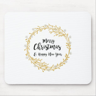 Christmas wreath with silver glitter snowflakes mouse pad
