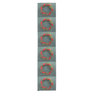 Christmas wreath with velvet ribbon short table runner