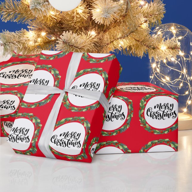 Christmas wreath  wrapping paper (Holidays)
