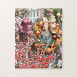 Christmas Wreaths and Flowers, Chelsea, London, UK Jigsaw Puzzle