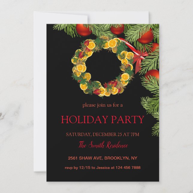 Christmas wreaths cute invitation (Front)