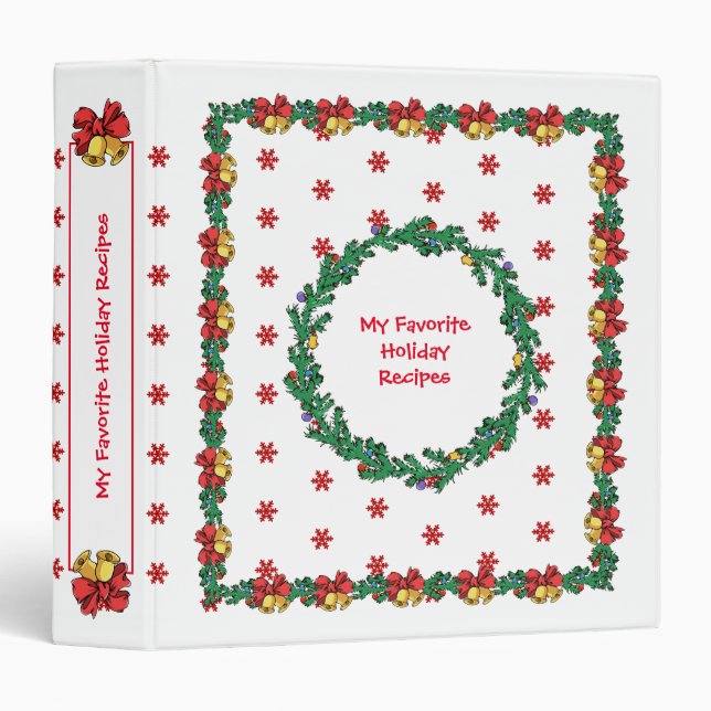 Christmas Wreaths & Garland Cookbook Recipes Binder (Front/Spine)