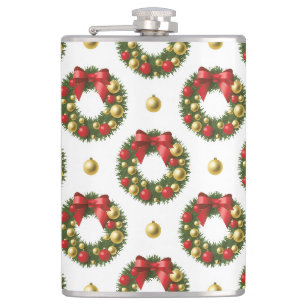 Christmas Wreaths Hip Flask