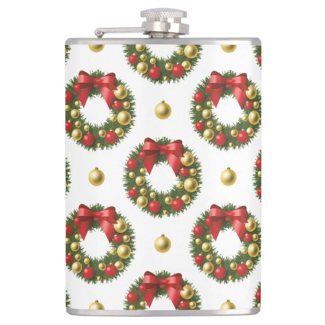 Christmas Wreaths Hip Flask (Front)