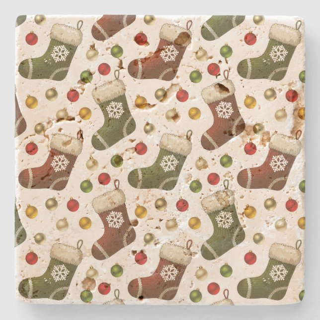 Christmas Wreaths Stone Coaster (Front)