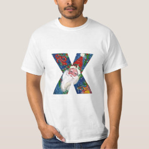 CHRISTMAS X LETTER / SANTA CLAUS WITH RED RIBBON T-Shirt
