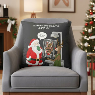Christmas X-Ray Technician Funny Santa & Reindeer Throw Pillow