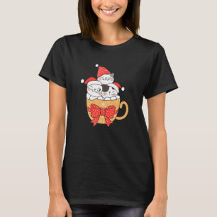 Christmas Xmas Cats Santa Claus Hat T-Shirt