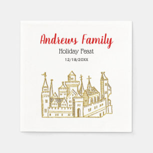 Christmas Xmas Heraldic Castle #2 Crest Faux Gold Napkin