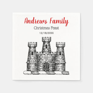 Christmas Xmas Heraldic Castle Emblem Crest C Napkin