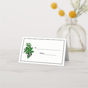 Christmas Xmas Holly Escort Card Place Card