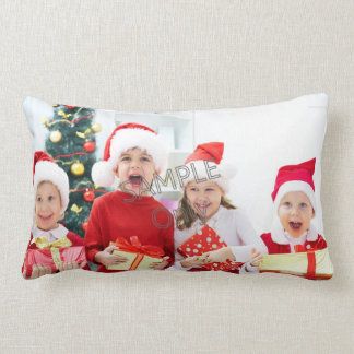 Christmas Xmas Photo Template 2 children family Lumbar Pillow