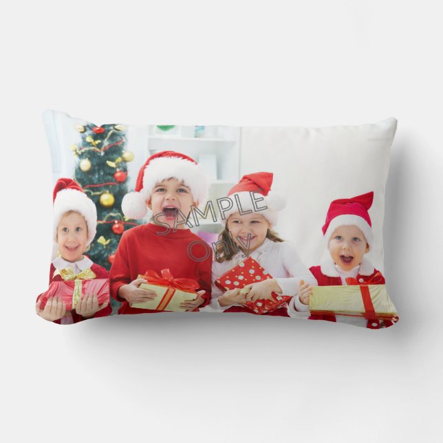 Christmas Xmas Photo Template 2 children family Lumbar Pillow (Front)