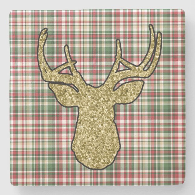 Christmas XMAS Plaid Tartan Drink Coasters (Front)