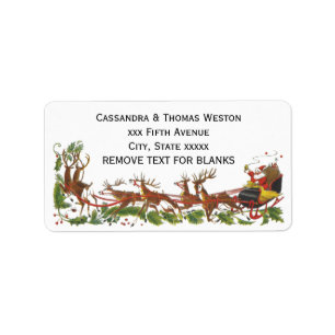 Christmas Xmas Santa Sleigh Reindeer Border Label