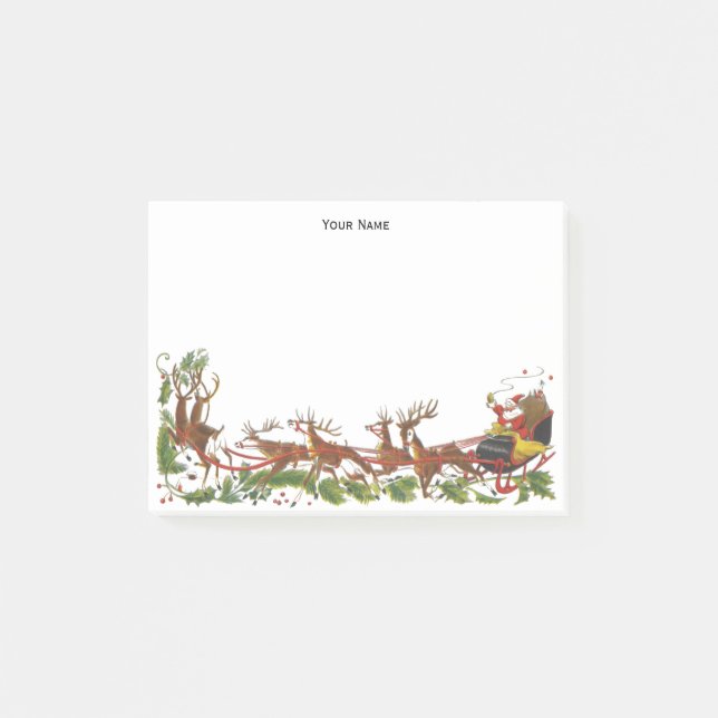 Christmas Xmas Santa Sleigh Reindeer Border Post-it Notes (Front)