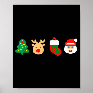 Christmas Xmas Santa, Tree, Stocking, Reindeer Des Poster