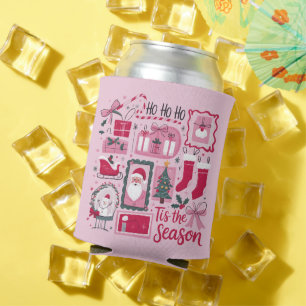 Christmas Xmas Trees Tis The Season Holiday Santa  Can Cooler