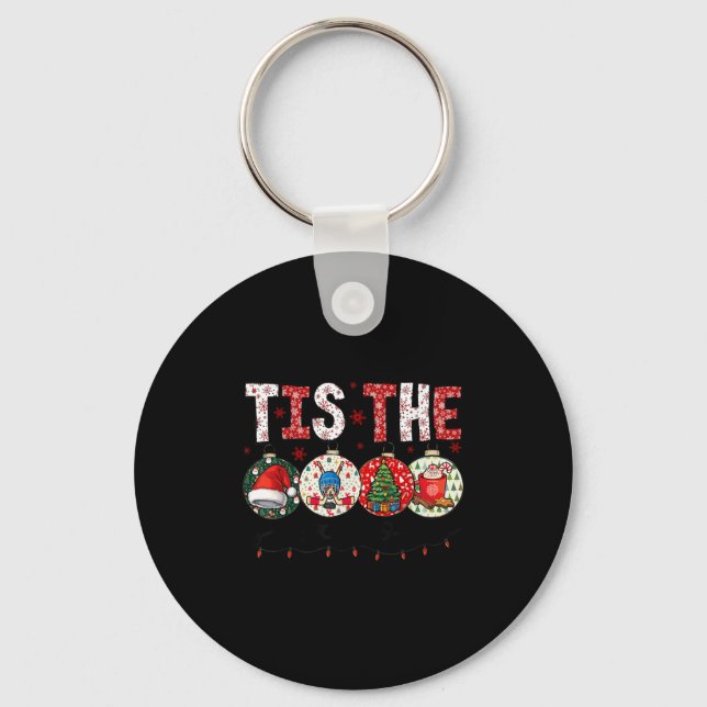 Christmas Xmas Vibes Hockey Lover Hockey Player Wi Keychain (Front)