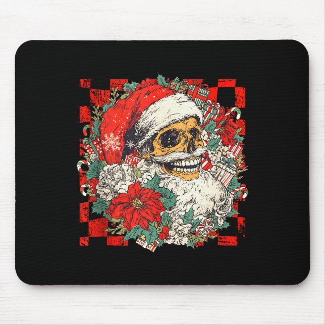 Christmas Xmas Vibes Skull Santa Lover Mistletoe H Mouse Pad (Front)