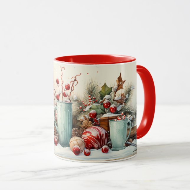 Christmas Xmas, Yule scene for coffee/tea mug (Front Right)