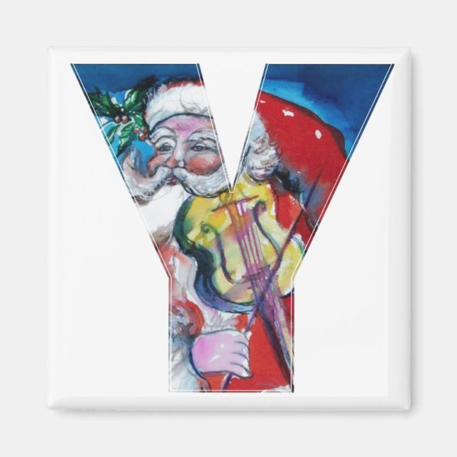 CHRISTMAS Y LETTER / SANTA  WITH VIOLIN MONOGRAM MAGNET (Front)