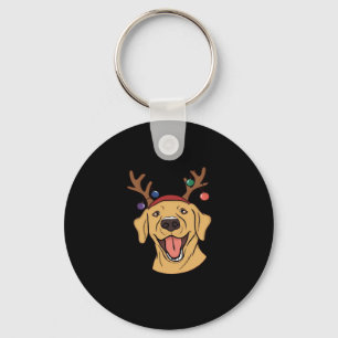 Christmas Yellow Lab Tri-blend T-Shirt Keychain