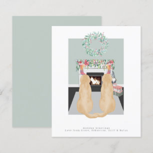 Christmas Yellow Labrador Dogs Fireplace Scene