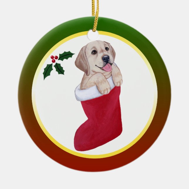 Christmas Yellow Labrador Ornament (Front)