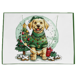 Christmas Yellow Labrador Retriever Dog Large Gift Bag