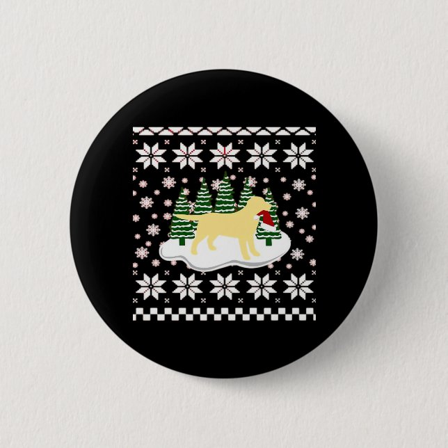 Christmas Yellow Labrador Silhouette Santa Hat Cla 2 Inch Round Button (Front)