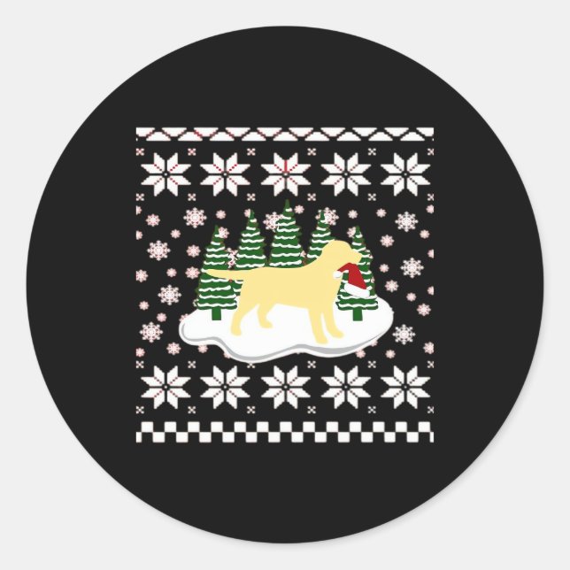 Christmas Yellow Labrador Silhouette Santa Hat Cla Classic Round Sticker (Front)